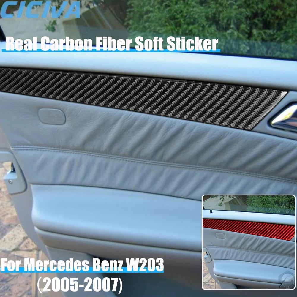 

Real Carbon Fiber Car Accessories Door Panel Decorative Trim Cover Soft Sticker For Mercedes Benz C Class W203 2005 2006 2007