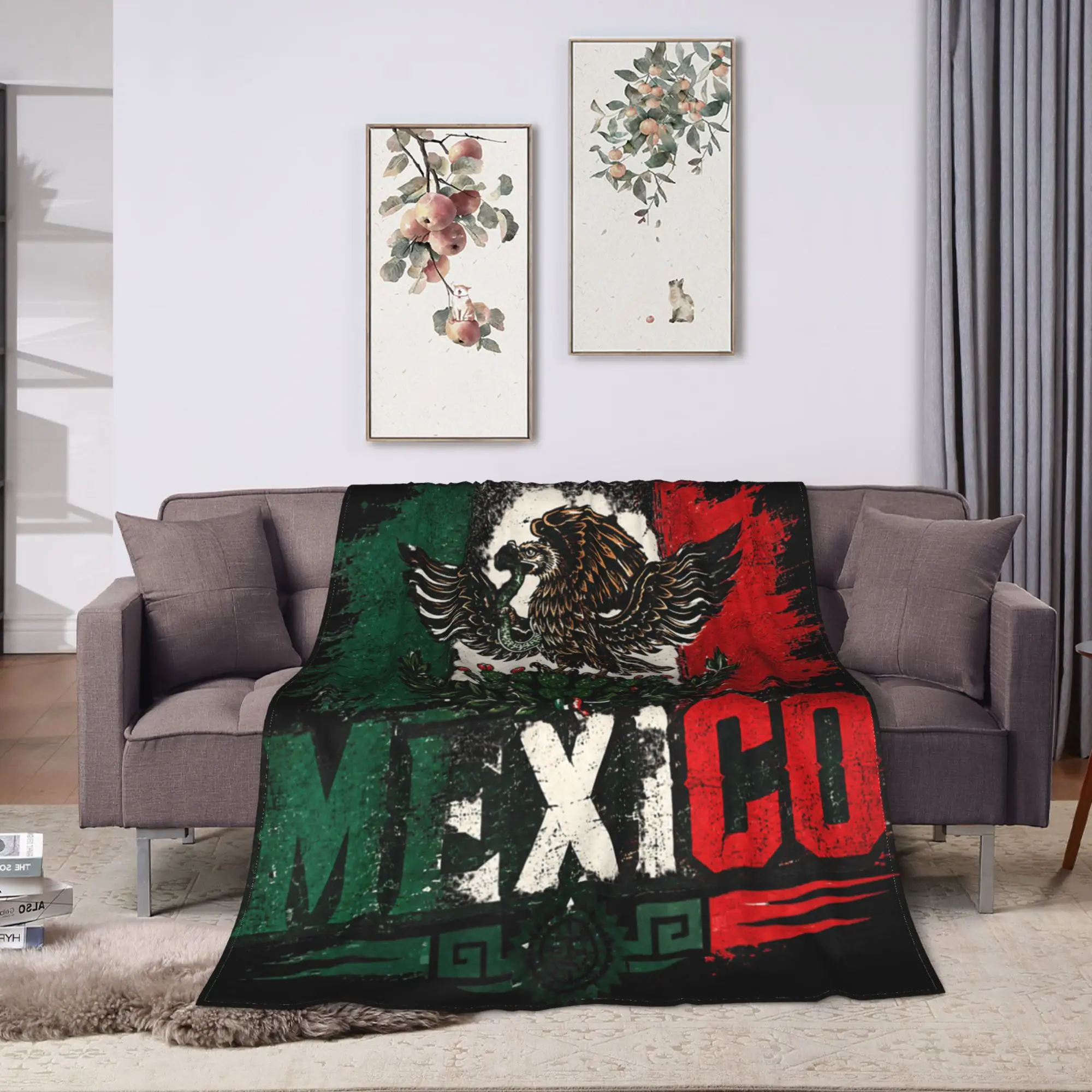 Mexico Flag Eagle Heritage Blanket Quality Super Warm  Throw Blanket Winter Girls Boys Couch Bed Pattern Bedspread