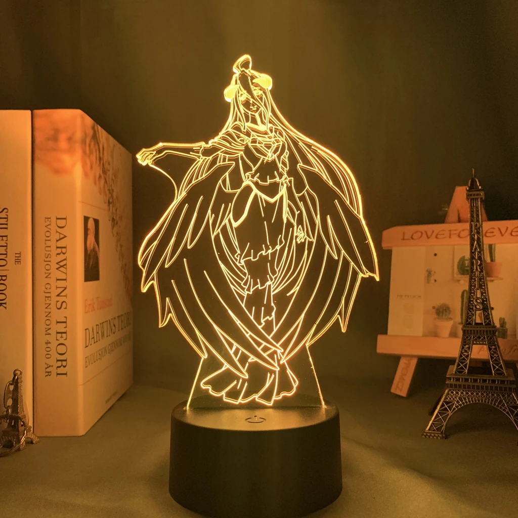 Anime Overlord Acrylic Glowing Stand Albedo Action Figure Led Night Light for Bedroom Decor Gift Nightlight