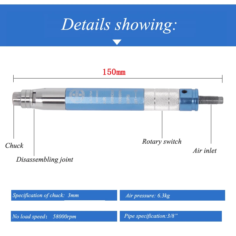 Pneumatic Engraving Pen Lettering Tool Air Chisel Word Pen Air Tools Rapid Lettering on Metal Glass Plastic Marble Wood LC-370A