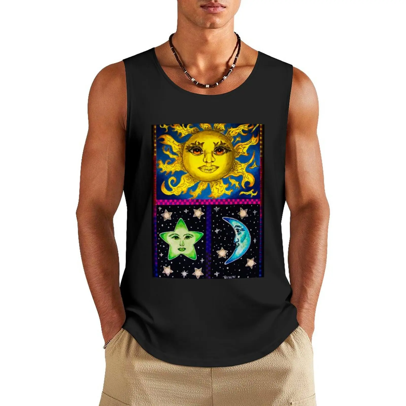 Celestial Skies Tank Top t-shirts for men Men's sleeveless t-shirt Sleeveless men gym top