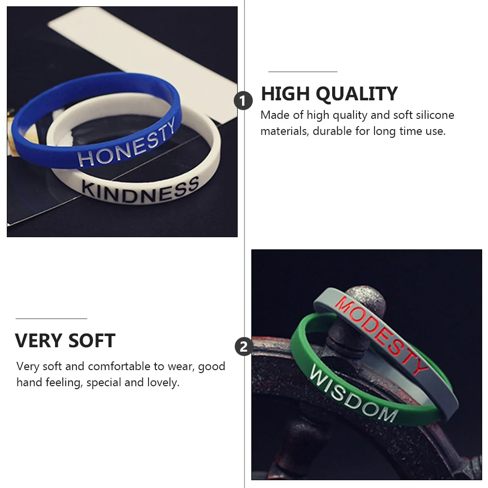 

5Pcs Silicone Sports Bracelets Comfortable English Motivational Wristbands Mixed Color Perfect Unisex Wristbands Gift