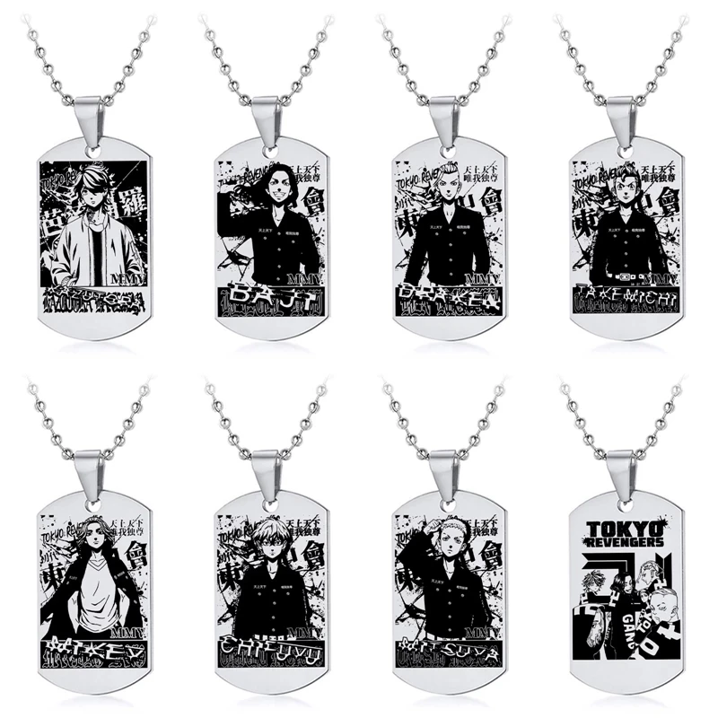 Anime Tokyo Avengers Necklace Cosplay Figure Stainless Steel Dog Tag Sweater Chain Chokers Fashion Jewelry for Fans