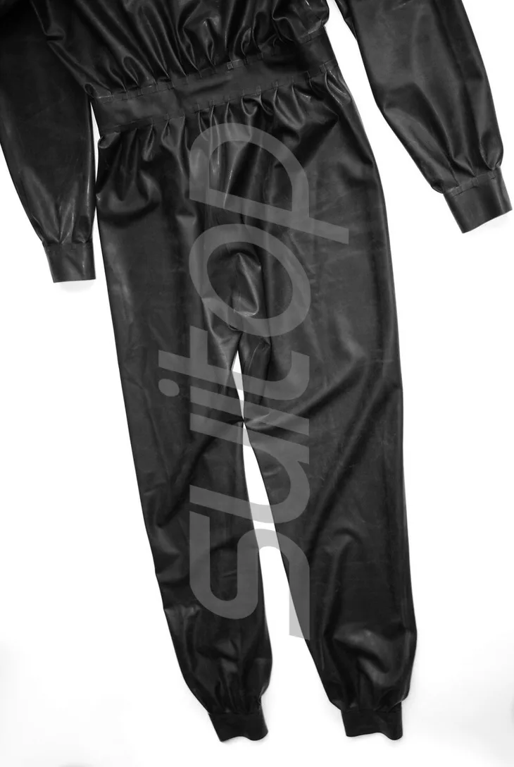 بدلة رجالية من اللاتكس مع قبعة لاصقة للرجال مفتوحة من الأمام #5