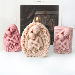 Virgin Mary Baby Silicone Candle Mold 3D Madonna Statue Concrete Gypsum Making Kit DIY Scented Candle Mold Mother's Day Gifts