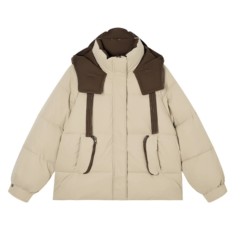Short Cotton Jackets Woman Loose Winter Parka Coats 2025 New Patchwork Hooded Casual All-match Thick Warm Bread Clothes Trend