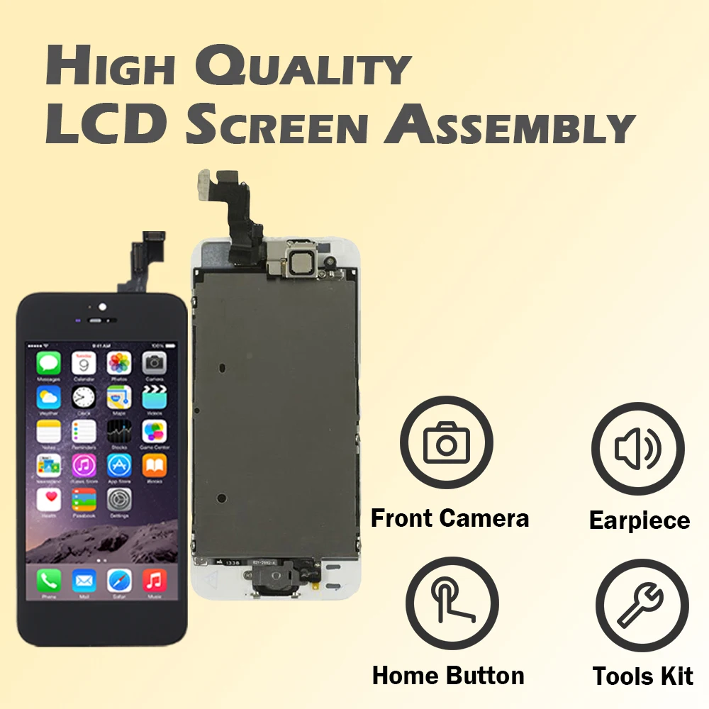 Full Set LCD for Apple iPhone SE 2016 5SE Display Screen Replacement Complete Touch Digitizer Assembly+Front Camera+Home Button