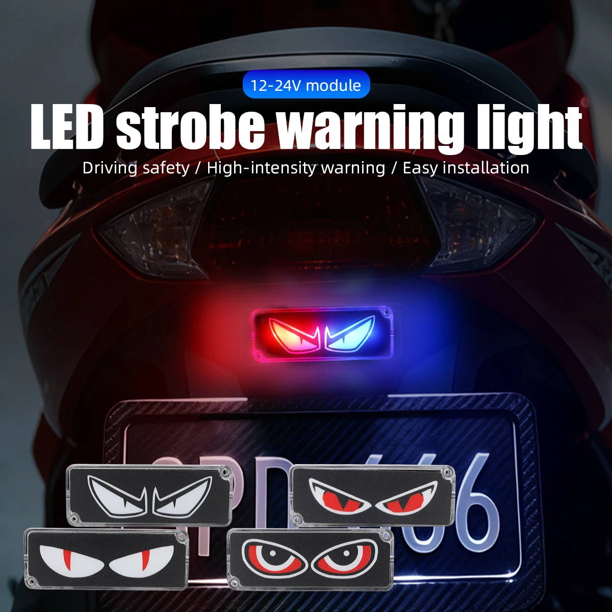 

2pcs Motorcycle Small LED Taillight License Plate Light Red Blue RGB Flash Strobe Warning Light for Car Motorcycle 12-24V