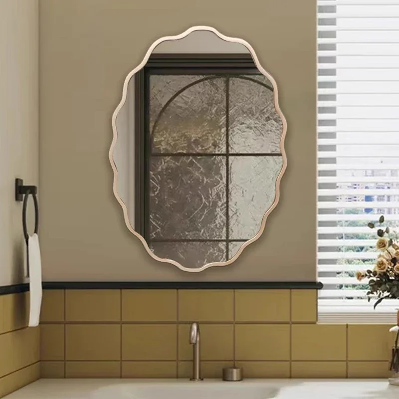Espelho irregular luz tamanho grande parede de corpo inteiro circular sala decoração espelhos chão espelho coreano interior vaidade casa arte