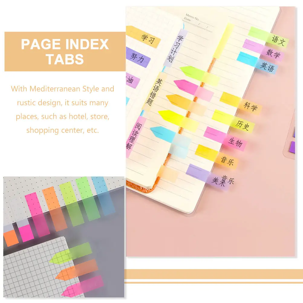 12Sets Fluorescent Index Tabs Sticky Book Tabs Page Markers for Annotation School Office Home Use Writable Easy Peel Pet