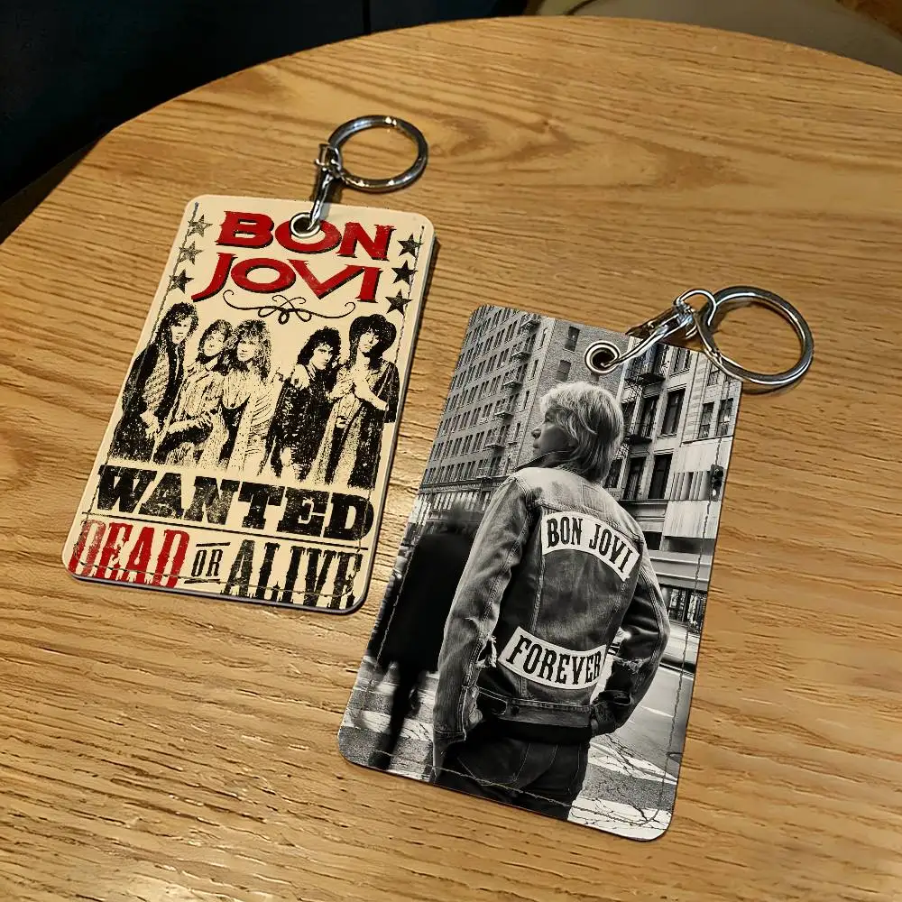 Band B-Bon J-Jovi-S Card Holder Keychain Key Ring Door Lock Access Protective Case For Security Gift