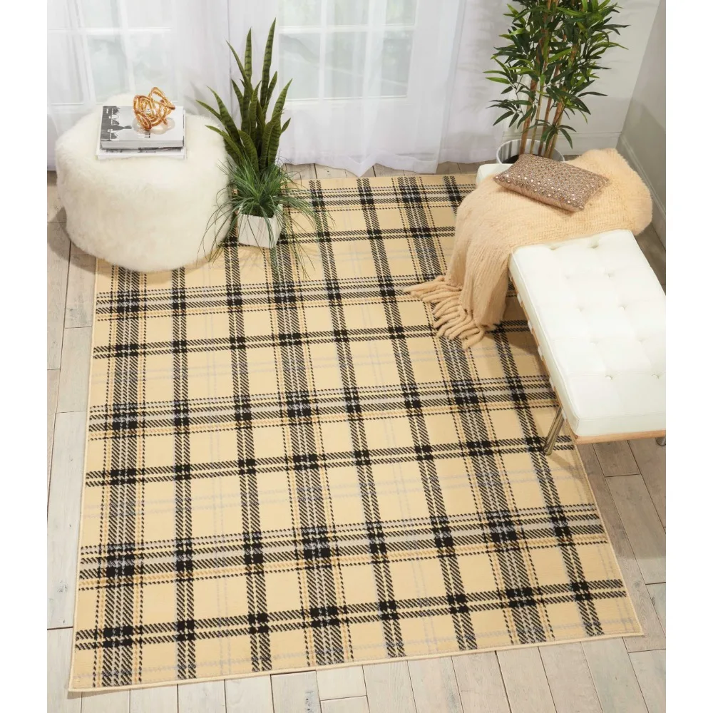 

Grafix Plaid Cream/Black 5'3 x 7'3 Area Rug, (5x7)