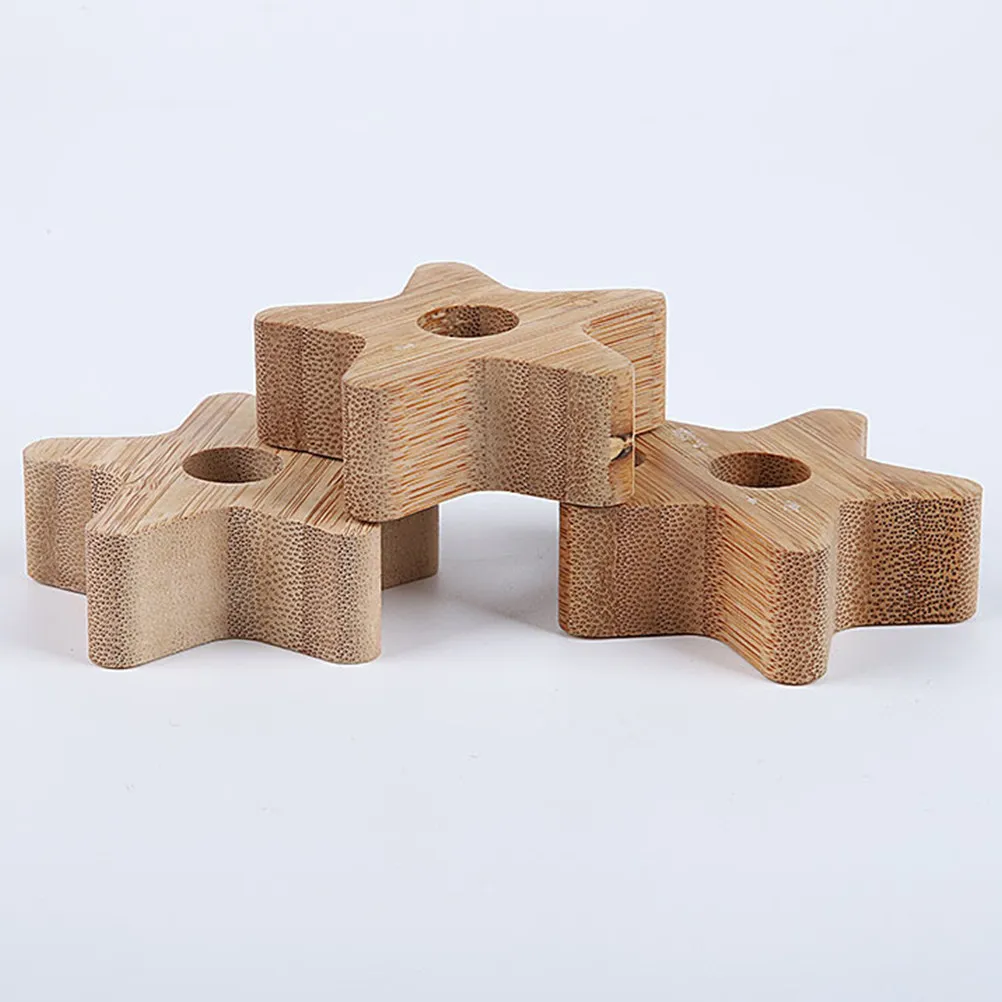 

3Pcs Solid Wood Toothbrush Holder Unique Pentagram Design Minimalist Bathroom Organizer Toothbrush Storage Rack