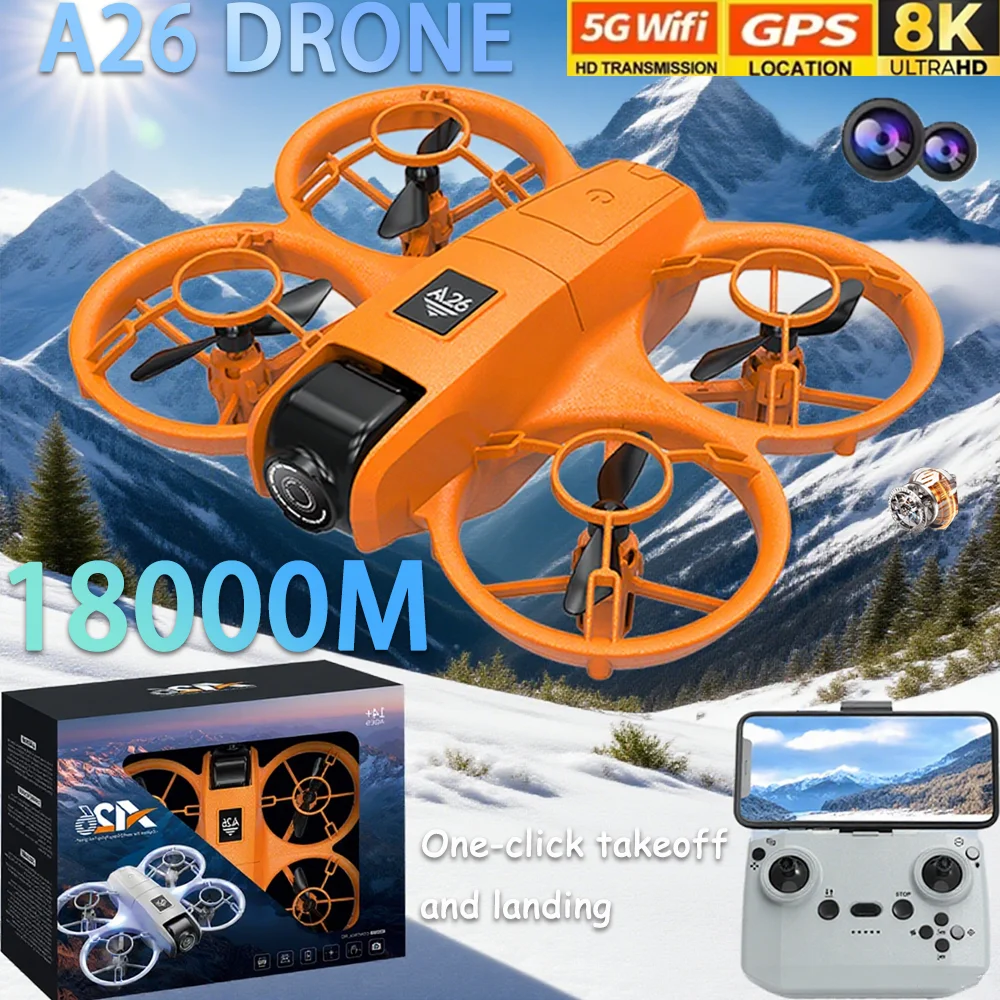 

A26 Оптический проточный дрон с двойной камерой 8K Широкоугольный HD Складной квадрокоптер Бесщеточный двигатель Предотвращение препятствий для воздушной игрушки
