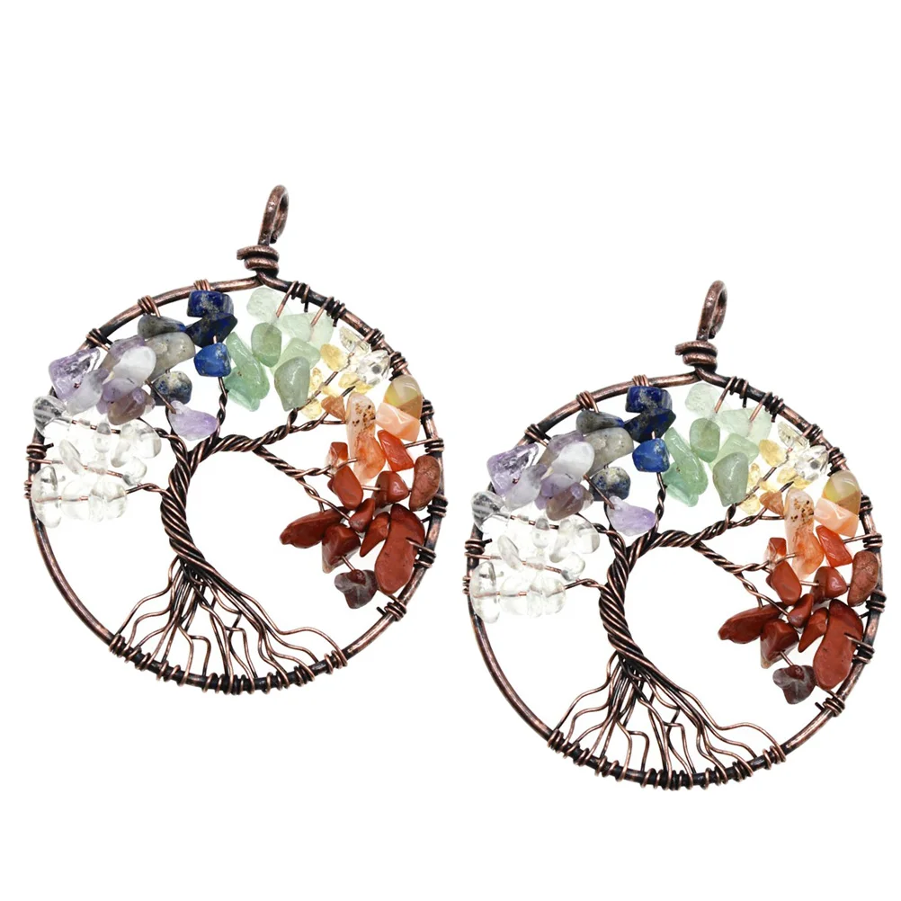 

2Pcs Creative Crystal Tree Necklace Pendants Colorful Light Permeable Durable DIY Jewelry Gifts Crystal Necklace