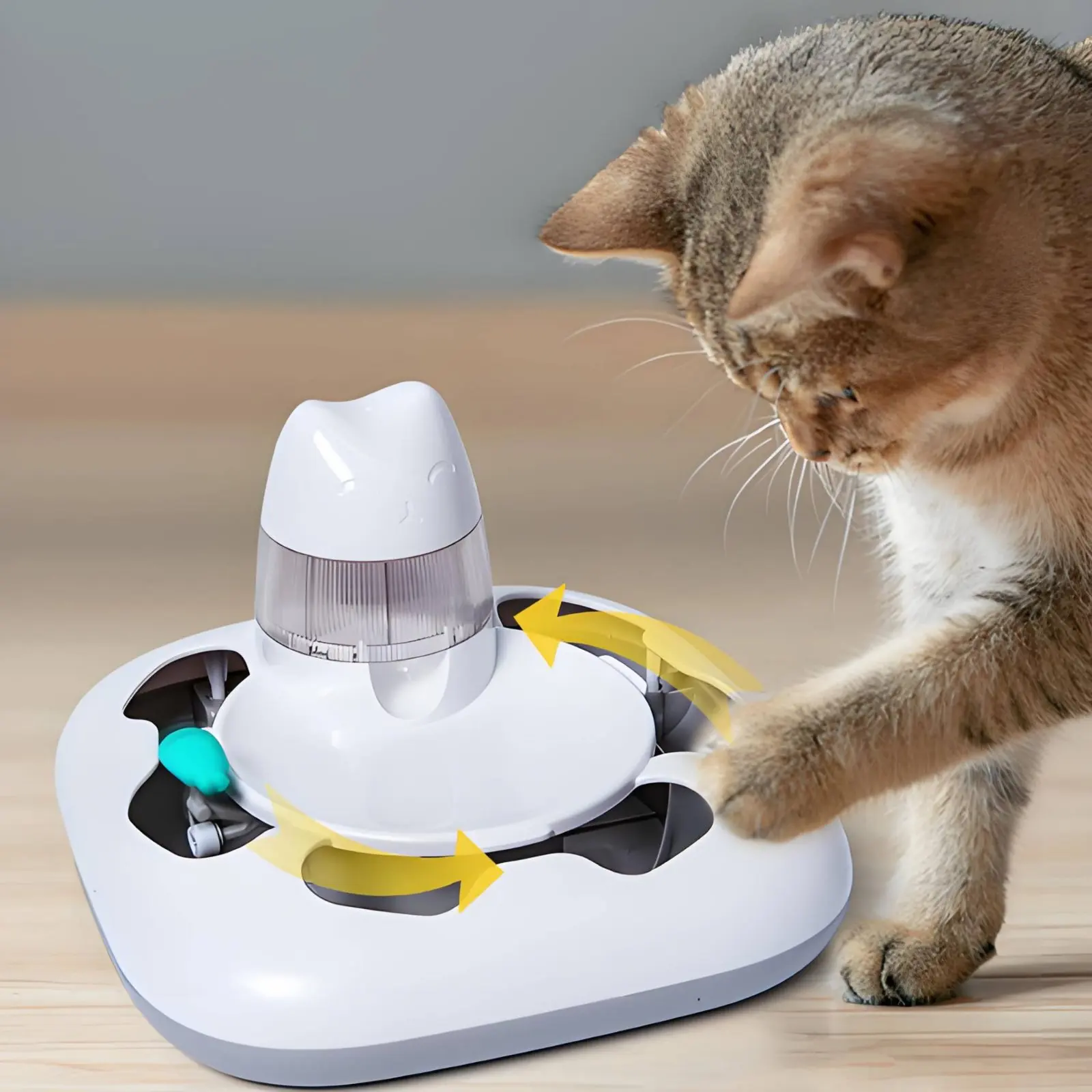 Cat Hunting Game Machine Interactive Play Automatic Cat Toy Electronic Pet Treat Dispenser Random Movement Anti-Rollover Design view 5