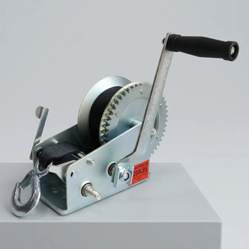 Electrophoresis Coated Boat Winch with Flat Webbing Matching Slot for Yacht Trailer Hull Hauling