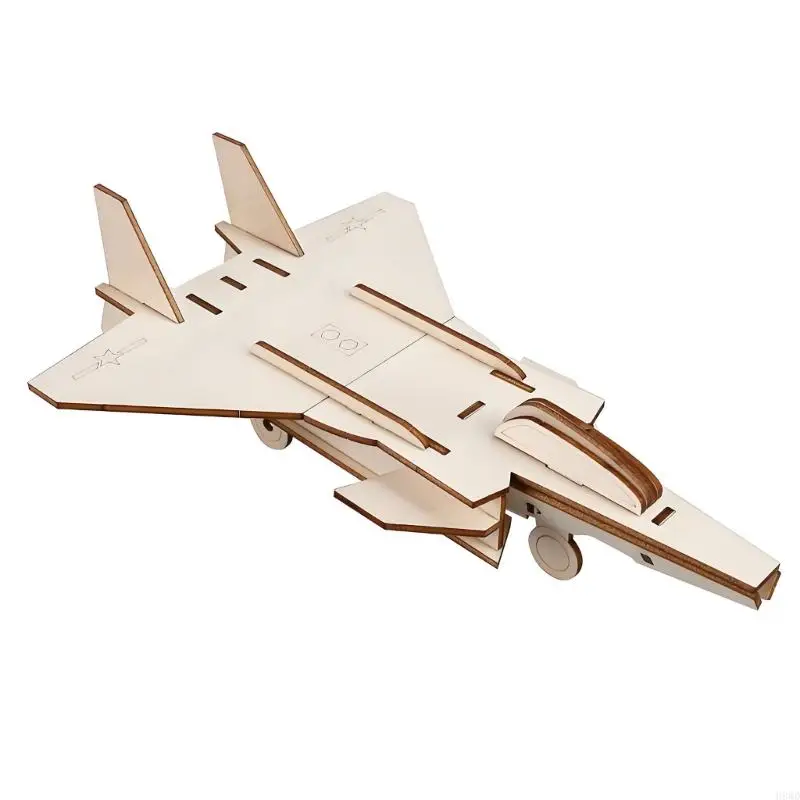 Wooden Fighter Jet Building Model With Pieces, DIY Aircraft Assembly Project for Hands-On Building and H8WD