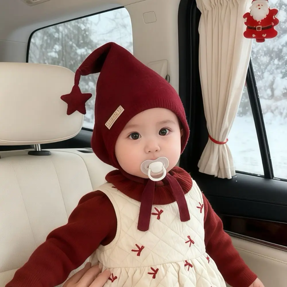 Windproof Baby Soft Warm Hat Ear Protection Lace Up Design Warmer Beanie Cap with Star Outdoor Thick Ear Protection Bonnet