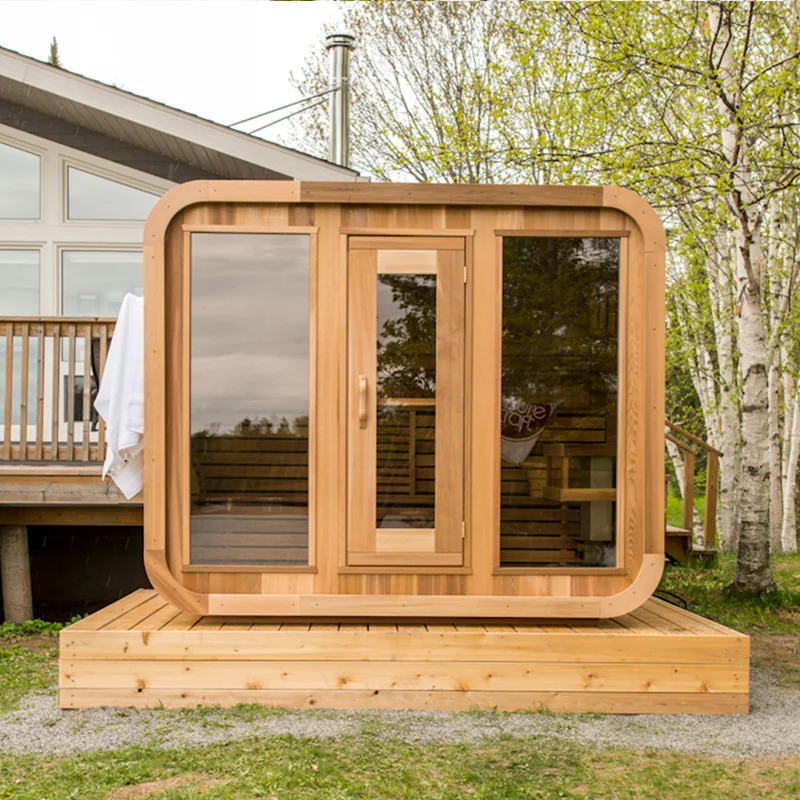 Spruce / Red Cedar Solid Wood Outdoor Sauna with wood heater