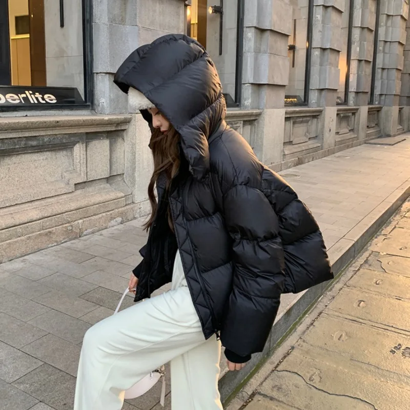 Manteau matelassé en coton pour femme, veste matelassurera courte, parkas à capuche, optique chaude, design coréen, veste chic, vêtements tendance,