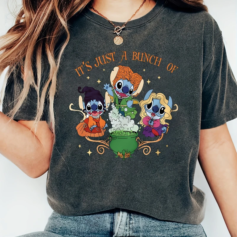 

Женская футболка из чистого хлопка с узором Disney Stitch and Friends, новая мужская и женская повседневная модная уличная одежда