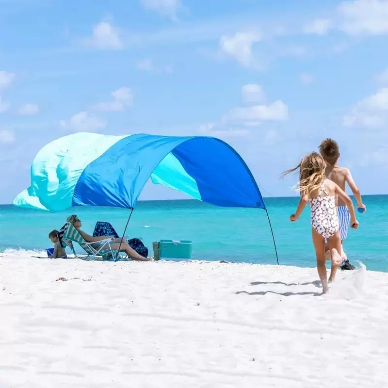 

Outdoor 6-8 people beach tent portable quick-opening sunscreen folding parasol wind-powered seaside canopy