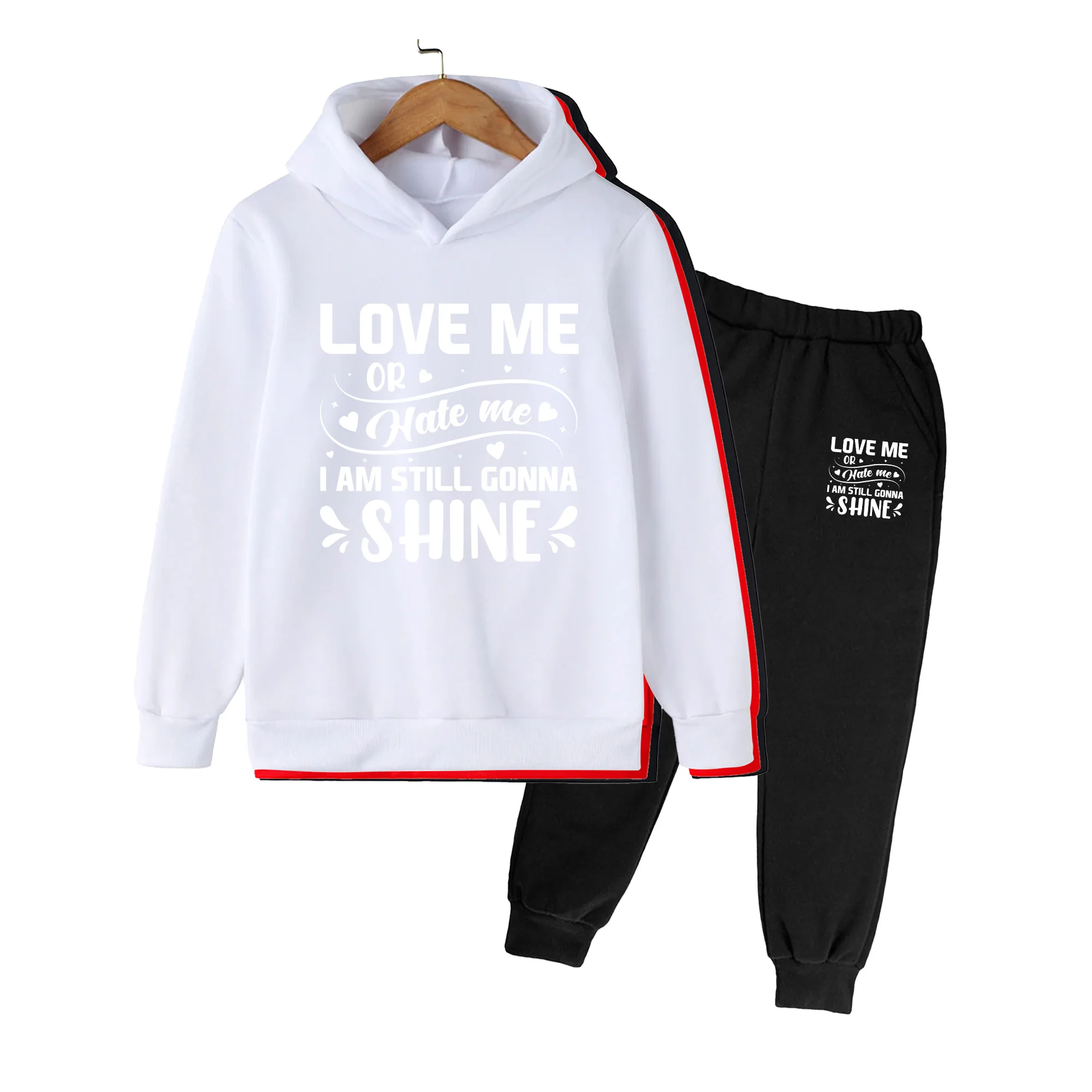 Kids Hoodie and Sweatpants Set, Cartoon Print 2-Piece Loungewear, Casual Outfit for Boys & Girls Daily Wear