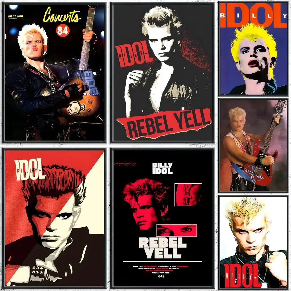 Punk Singer B-Billy IdolS Poster HD Self-Adhesive No Residue After Removal Ideal for All Kinds of Wall Decor