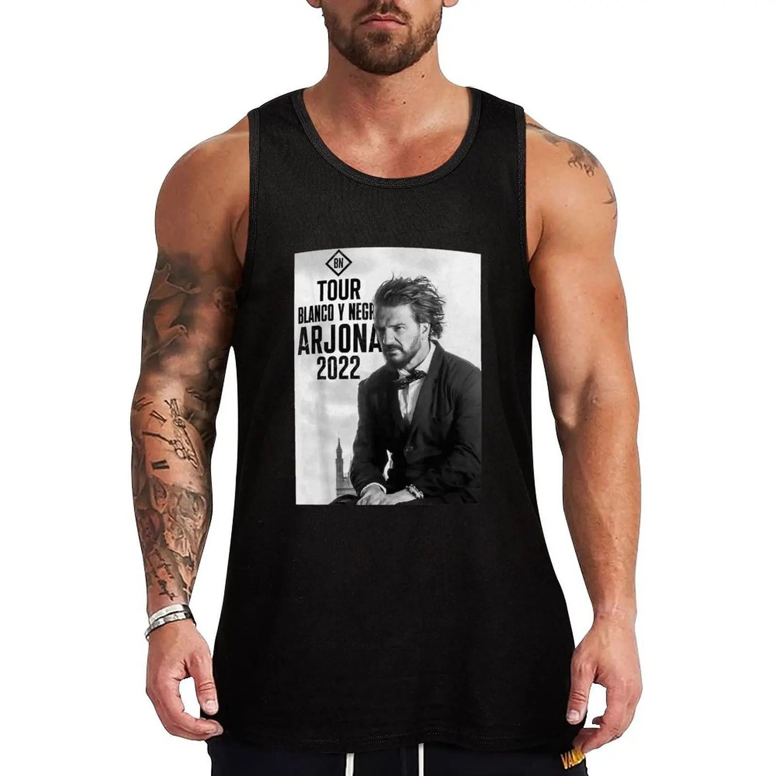 

Ricardo Arjona Blancos y Negro Tour Tank Top Men's gym articles T-shirt sports vest for men sleeveless vests