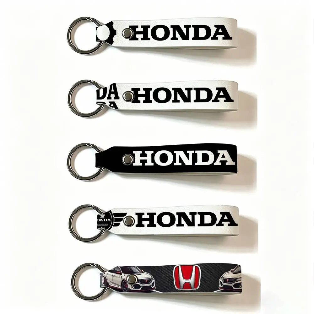 FOR HONDA RACING RIDE PU Leather Keychain Minimalist Key Holder Durable Key Organizer Car Keys Bag Accessories Gift