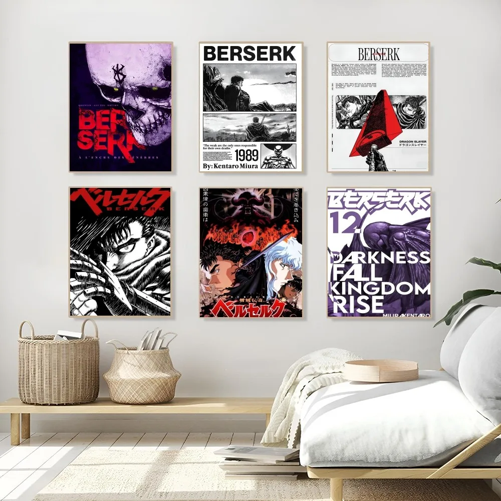 1PC Anime B-berserk Poster Self-adhesive Art Waterproof Paper Sticker Coffee House Bar Room Wall Decor