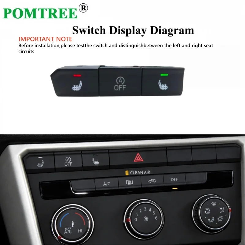 DC 12V Built-in Car Seat Heater Kit Fit 2 Seats Alloy Wire/Carbon Fiber Heating Pads 3-Level Switch Kit For VW T-ROC 2018-2020