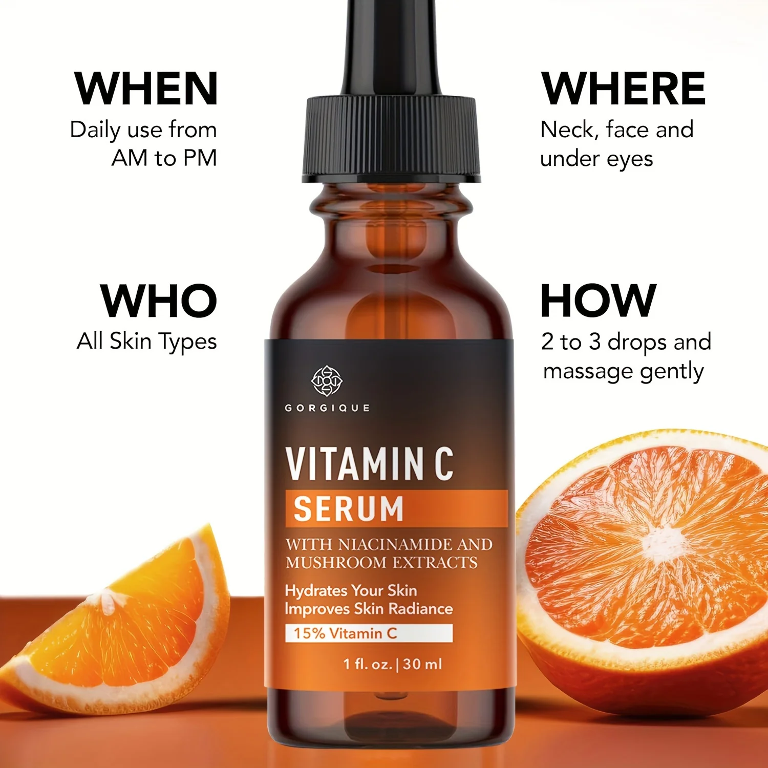 15% Vitamin C Face Serum with Niacinamide Hyaluronic Acid Allantoin Cica Ferulic Acid Vitamin E