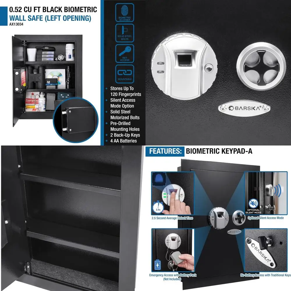 

Регулируемый стальной сейф с биометрическим сканером отпечатков пальцев и защитой от взлома для дома, офиса и бизнеса