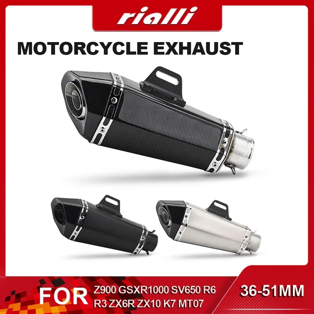 Hexagonal 36-51mm Motorcycle Exhaust Pipe Escape Muffler Sticker With DB Killer For Z900 GSXR1000 SV650 R6 R3 ZX6R ZX10 K7 MT07