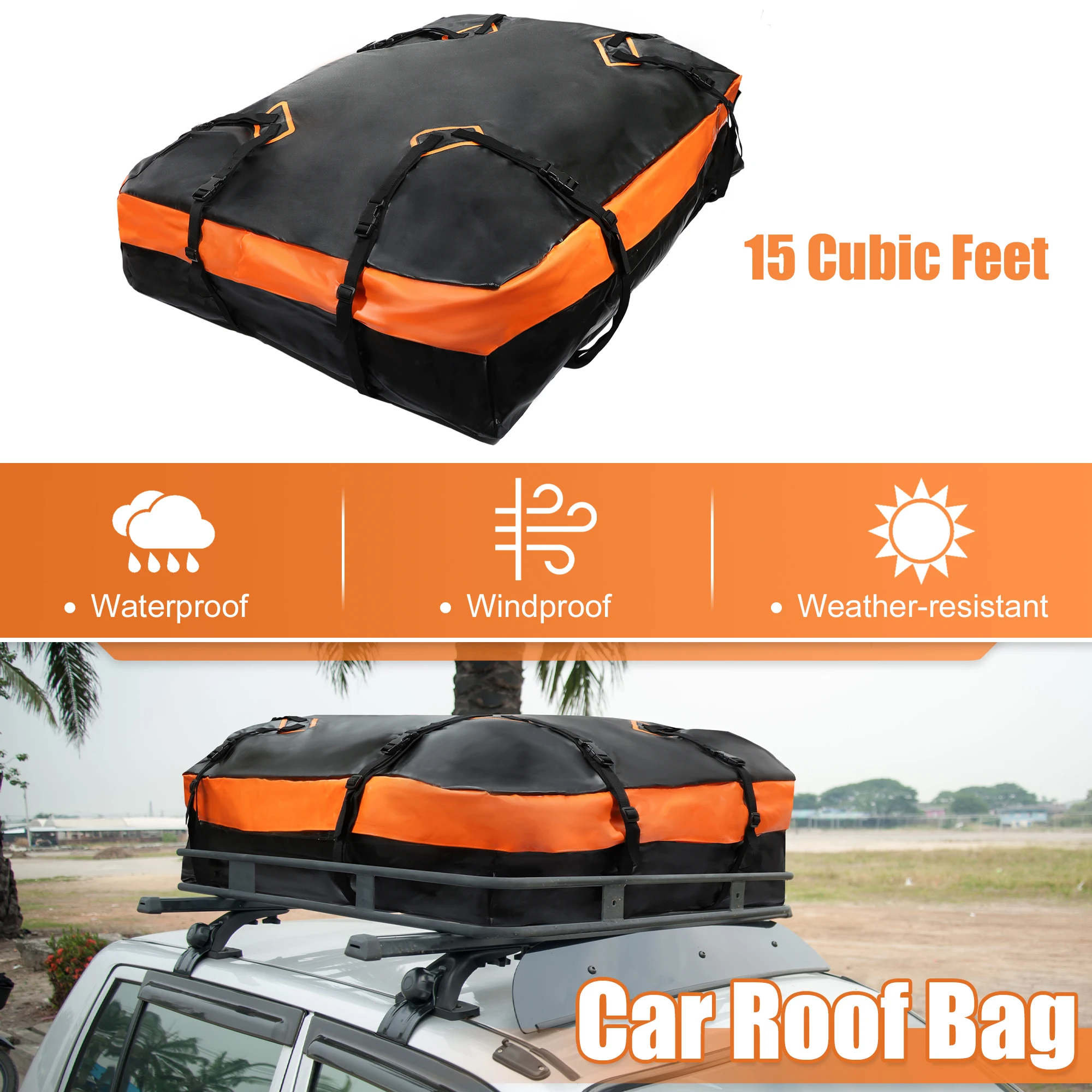 X Autohaux PVC Waterproof Cargo Bag Car Roof Carrier Rooftop Top Cargo Luggage Bag Storage Cube Bag for Cars Travel Camping