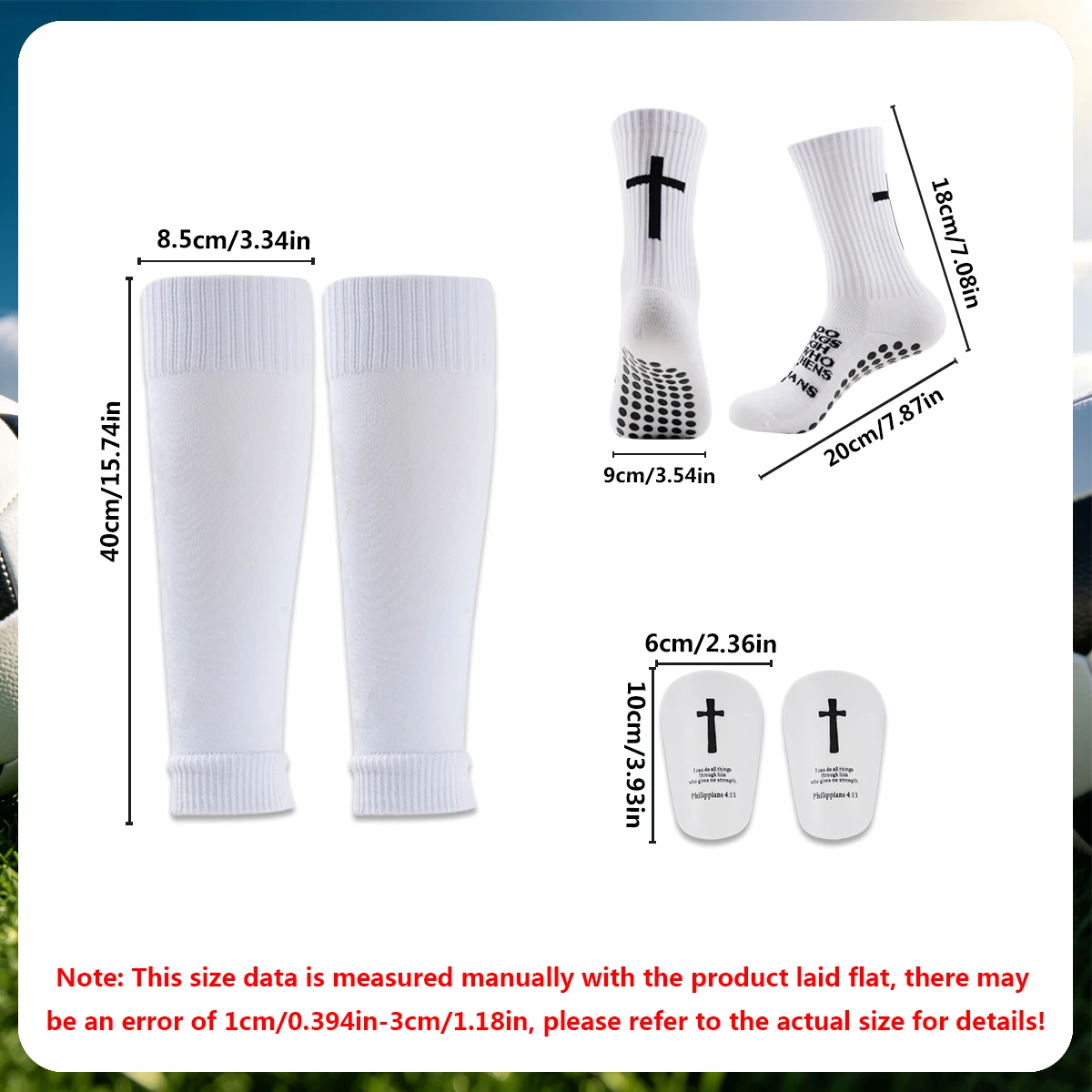4 pieces - football sports equipment: Football socks, sports inserts, sports leg covers, sports bandages - available in multiple