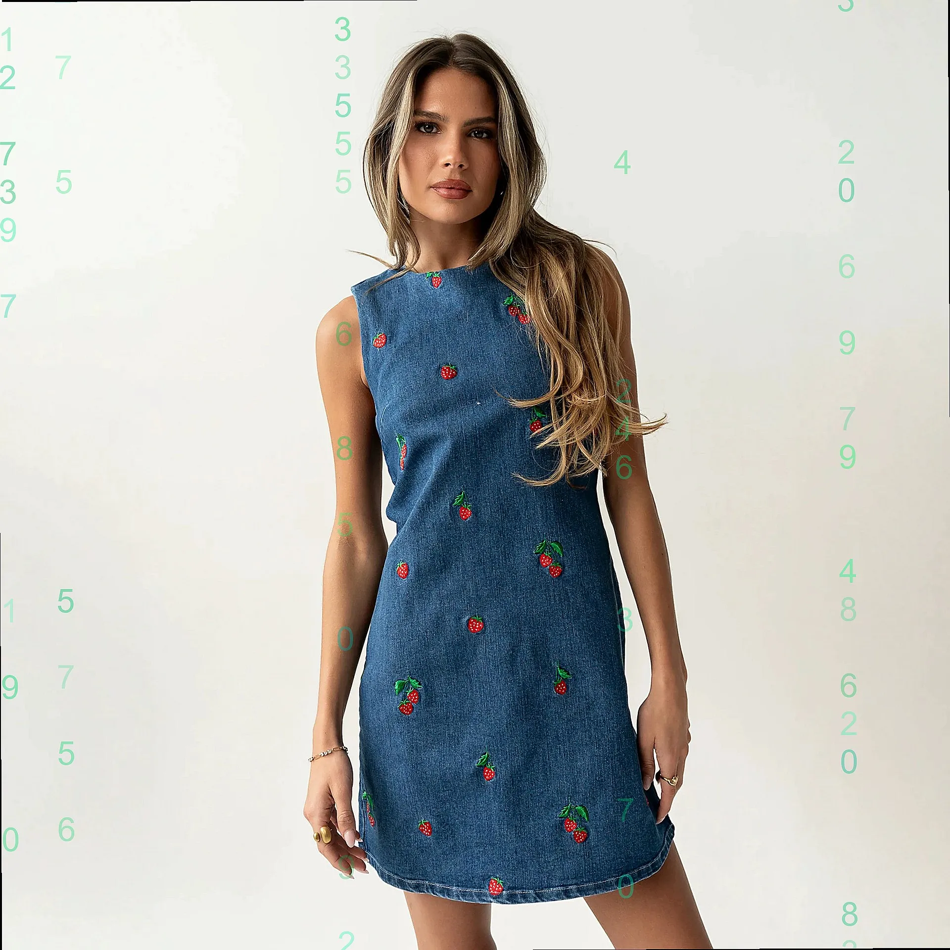 

2026 Fashion Embroidered Denim Vest Dress Casual Loose Overall Jumpsuit Playsuit Spring Summer Tee Top