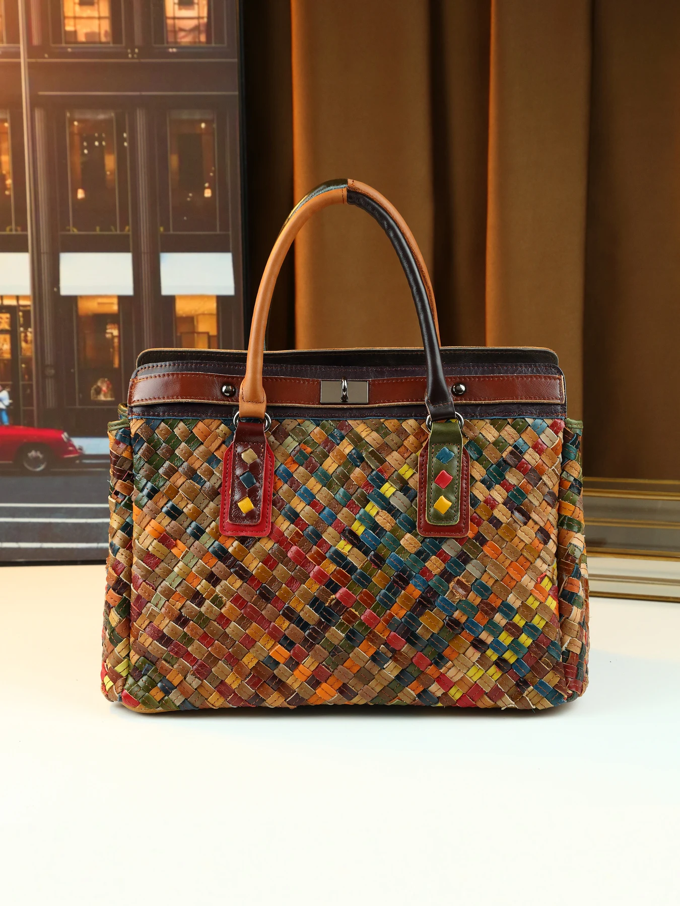 Cross-border hot-selling woven leather tote bag women's new large-capacity versatile travel handbag