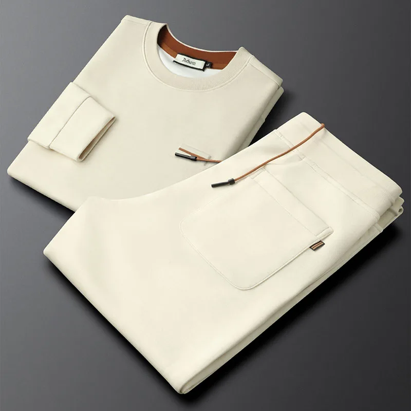 Light Luxury Minimalist Style Casual Sports Suit Winter Slim and Versatile Sweatshirt and Sweatpants Two-Piece Thick Style