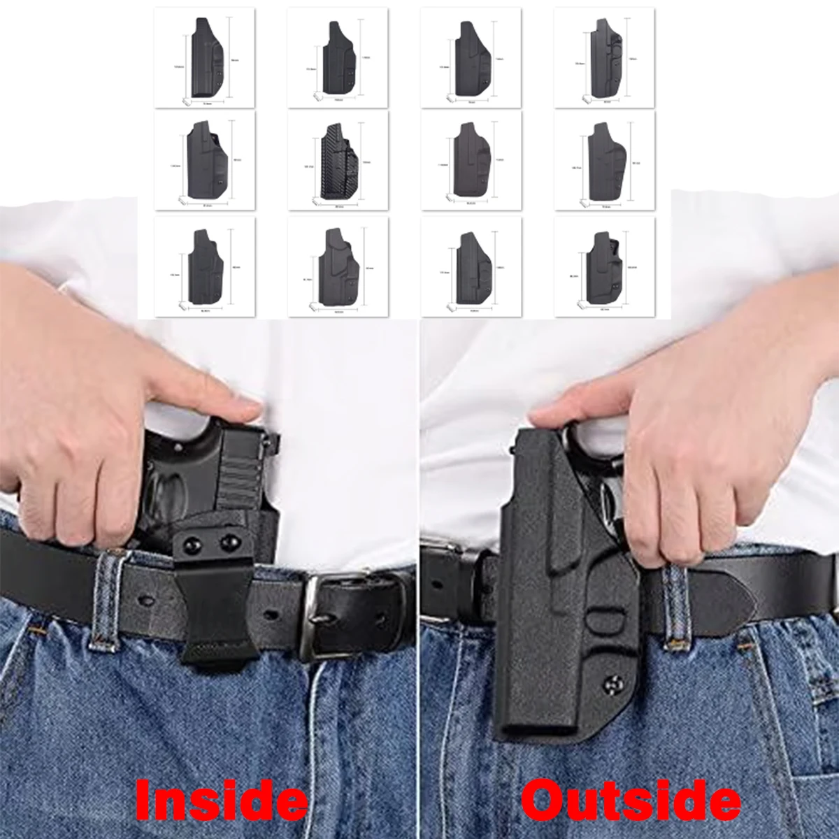 US Tactical Inside Waistband Concealed Carry Holster for GLOCK 17 19 22 26 43 43X Belt Clip Single Double Stack Right Hand Pouch