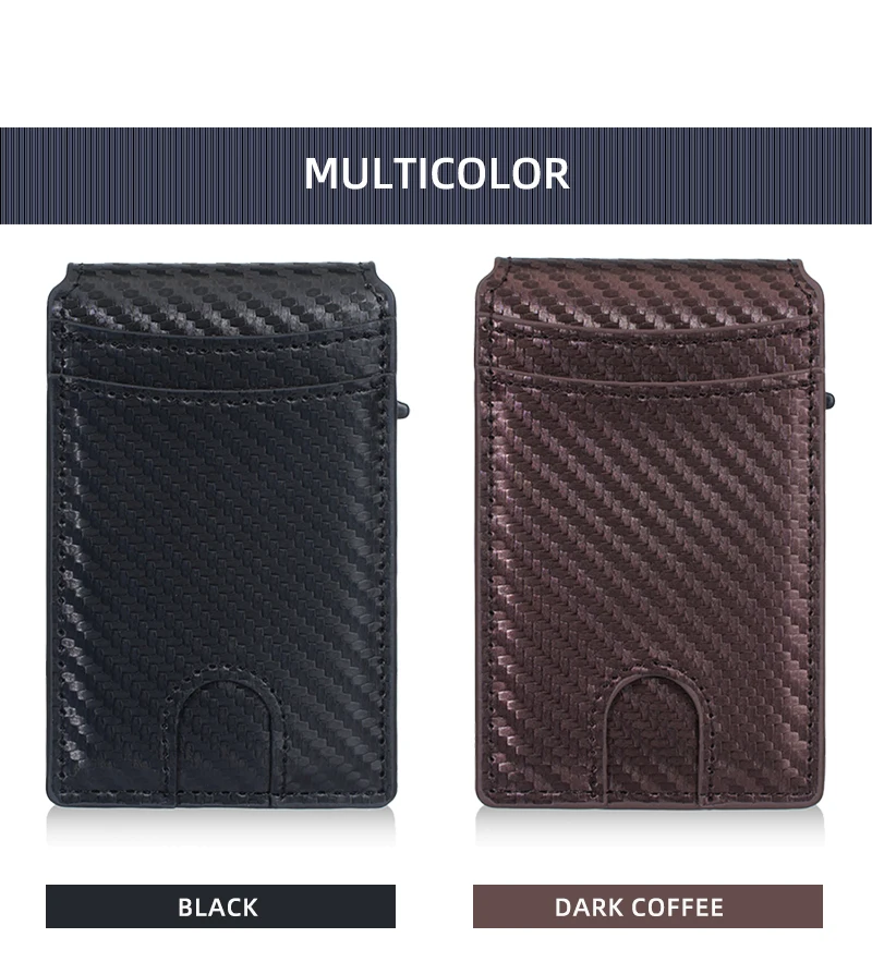 New RFID Men Card Wallets High Quality Carbon Fiber Magnetic Card Bag Photo Holder Male Pop-up Card Clips