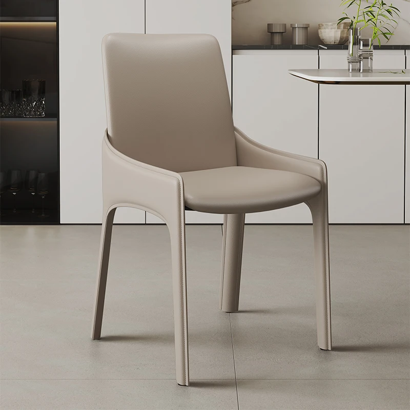 ‌Italian Saddle Leather Dining Chair Scandinavian Modern Office Chair Multi-Functional Vanity/Desk Chair for Hotel/Home