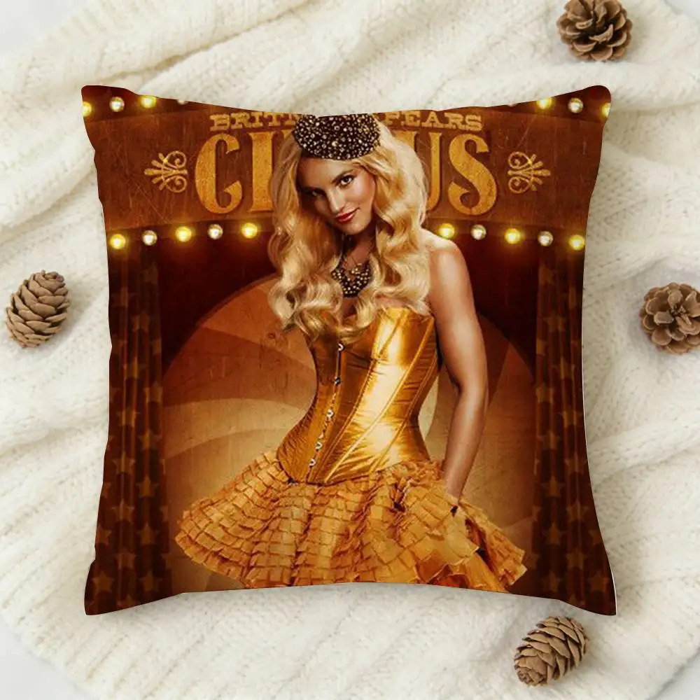 B-Britney Spears Circus In The Zone Double-sided Printed Square Decorative Cushion Cover for Sofa Living Room Home Decor
