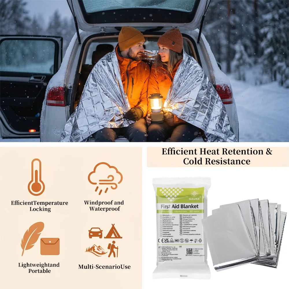 1/4/6/10/50 Pack Emergency Blanket Thermal Waterproof Windproof Foil Survival Blanket for Camping Hiking First Aid Outdoor Gear