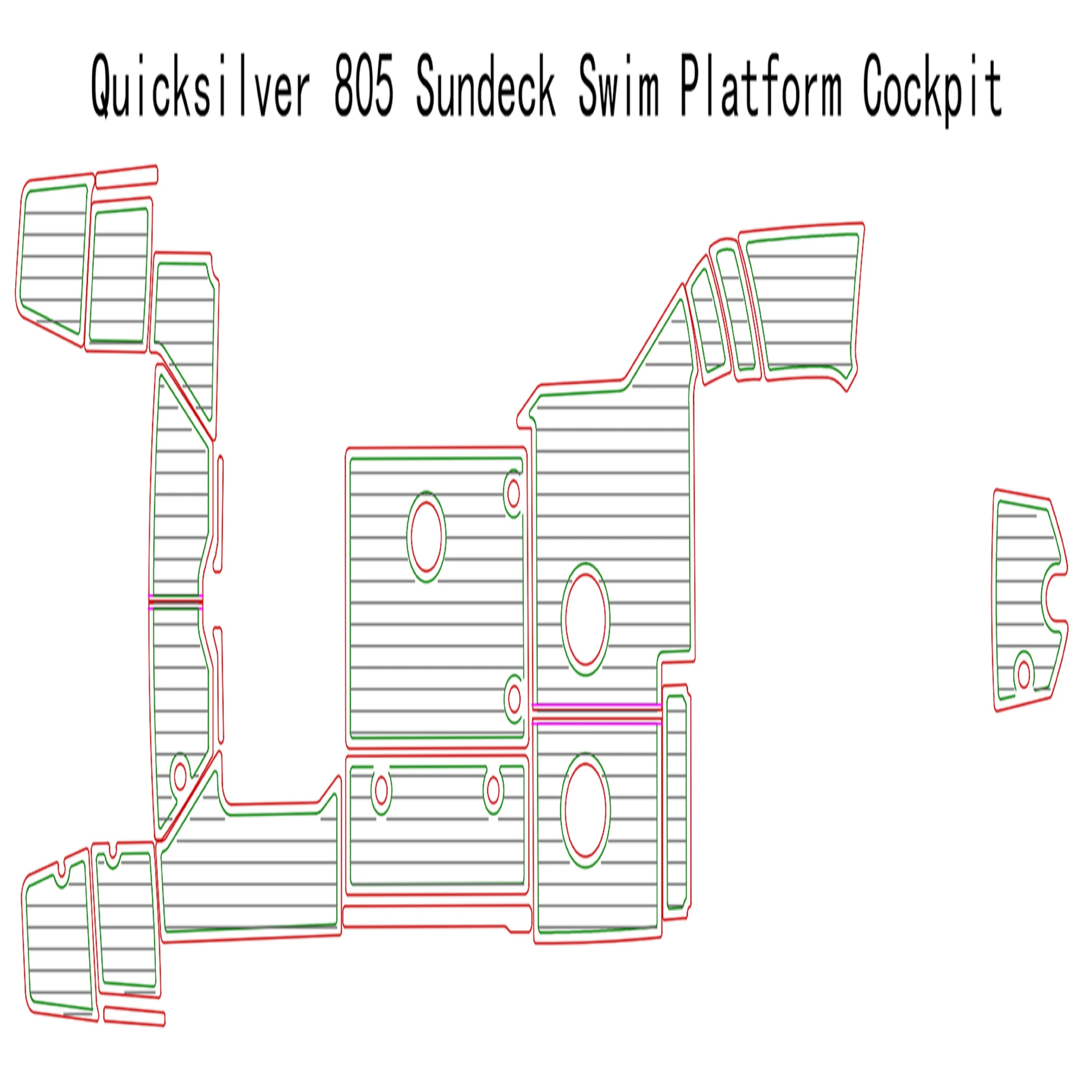 

Quicksilver 805 Sundeck Swim Platform Cockpit Boat EVA Faux Teak Deck Floor Pad