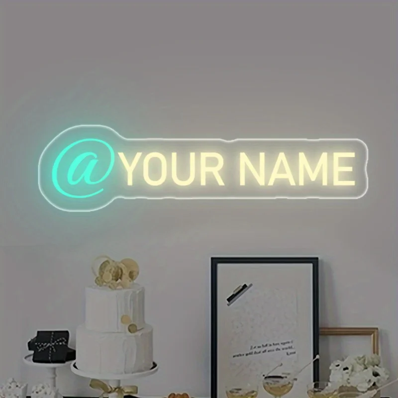 Custom @Your Name Neon Sign - Dimmable LED Night Light Personalized Decor for Birthday Living Room Bedroom Wall Home Lighting