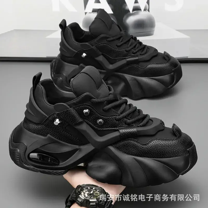 2026 Men Chunky Sneakers Platform Shoes Outdoor Comfortable Sports Shoes for Men Lace Up New Height Increasing Male Shoes