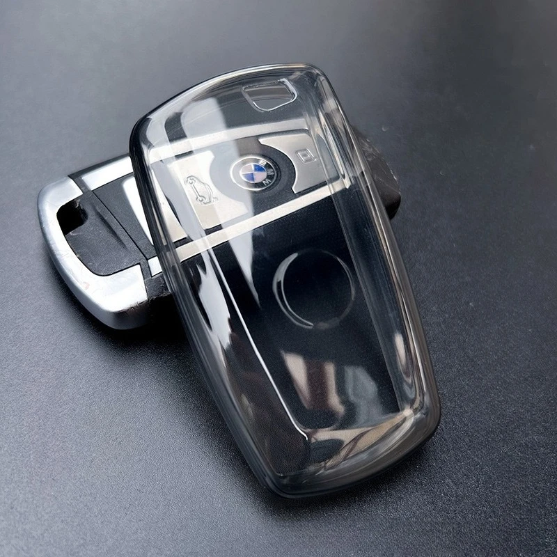 Transparente TPU-Autoschlüsselhülle für BMW - Kompatibel mit 1/3/5/X-Serie, I-Modelle | Schwarz-Weiß-Farbe | Schutzhülle für Schlüsselanhänger – Detail 8